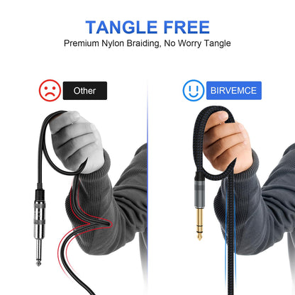 TRS Stereo Cable 2 Pack 10FT — Balanced Noise-Free Audio Cable for Guitar, Mixer