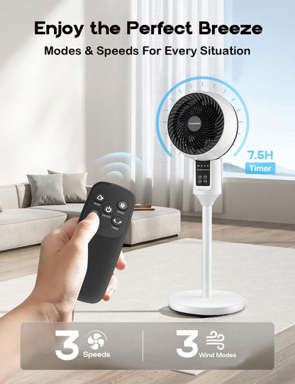 Adjustable Pedestal Fan with Remote Control | 3D Oscillation for Quiet Cooling