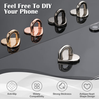 Phone Finger Ring Grips 8 Pack — Adhesive Heart Hook Loop Stand for DIY Hanging,