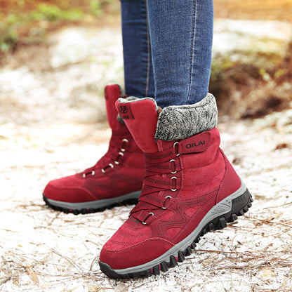 Botines de mujer Zapatos de invierno Botas de nieve para mujer Zapatos cálidos para madre con cordones