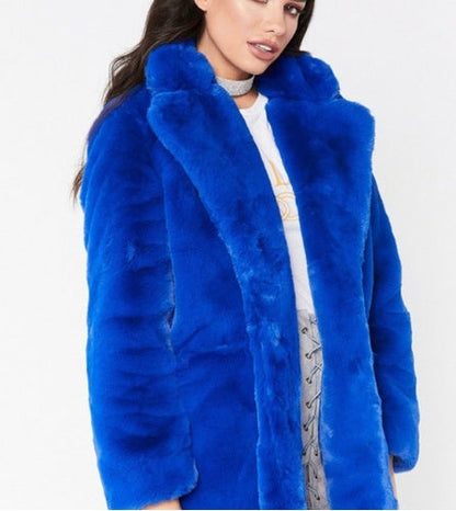 Women's Faux Fur Coat – Long Sleeve Warm Thick Jacket