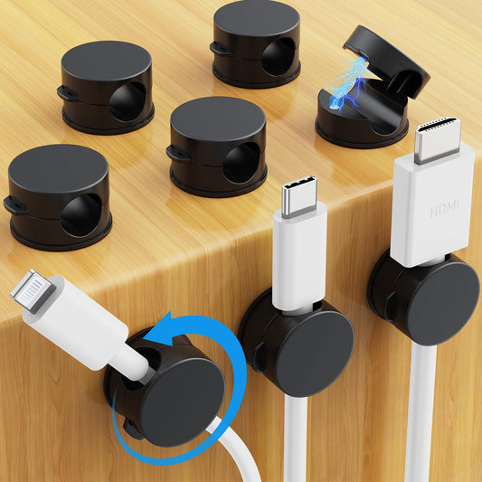 Paquete de clips magnéticos para cables, soporte de cable giratorio de 360° mejorado