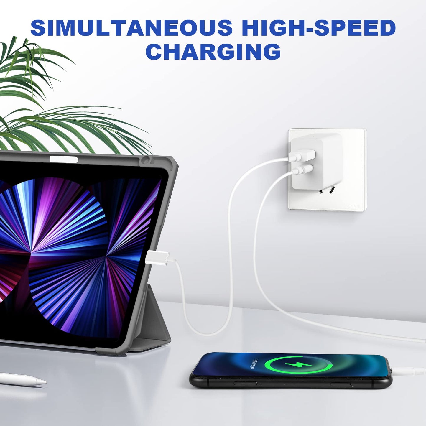 20W Usb-C Wall Charger Block, Usb-C And Usb-Adual-Port Fast Charging，For 17 16 1