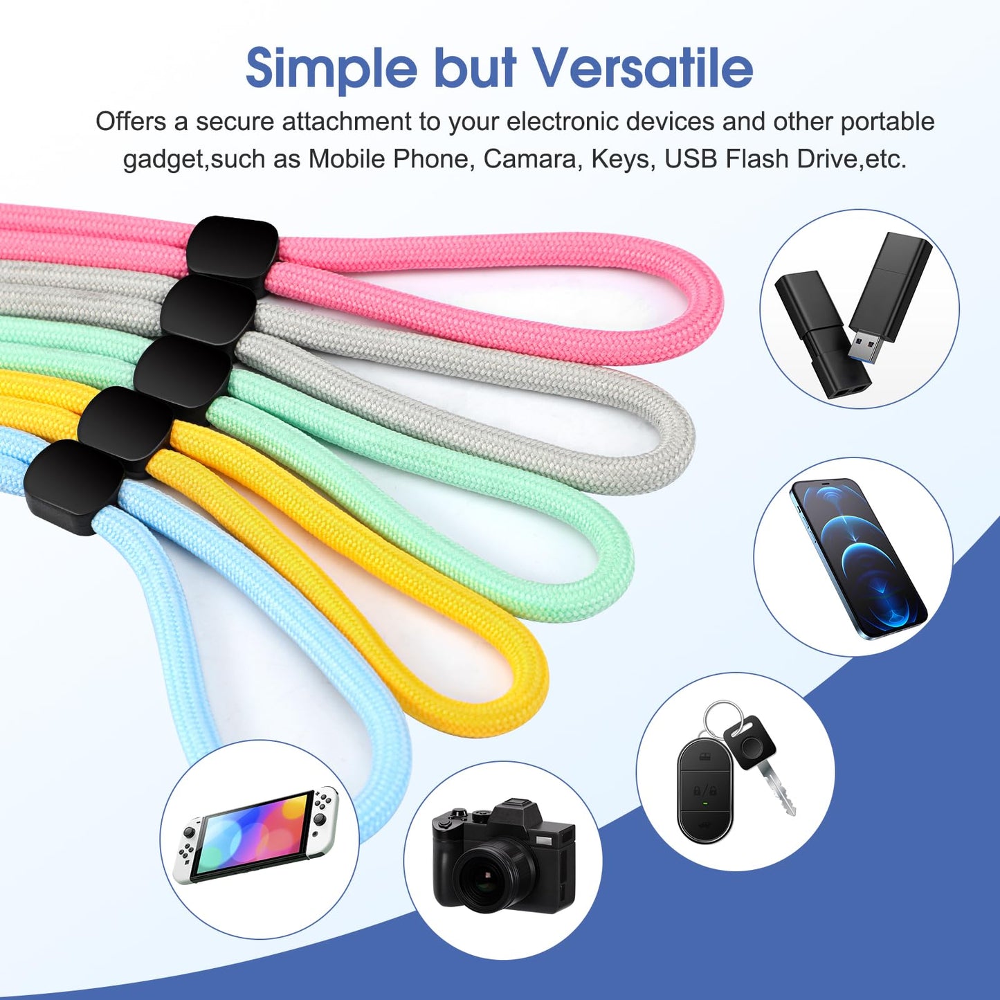 Strap Lanyard, 10 Pack Adjustable Colorful Wristlet Phone Lanyards For Keys, Cel