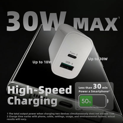 Usb-C Charger Block With Extra Usb-A Port (White, 1Pcs), Type C Power Adapter Fo