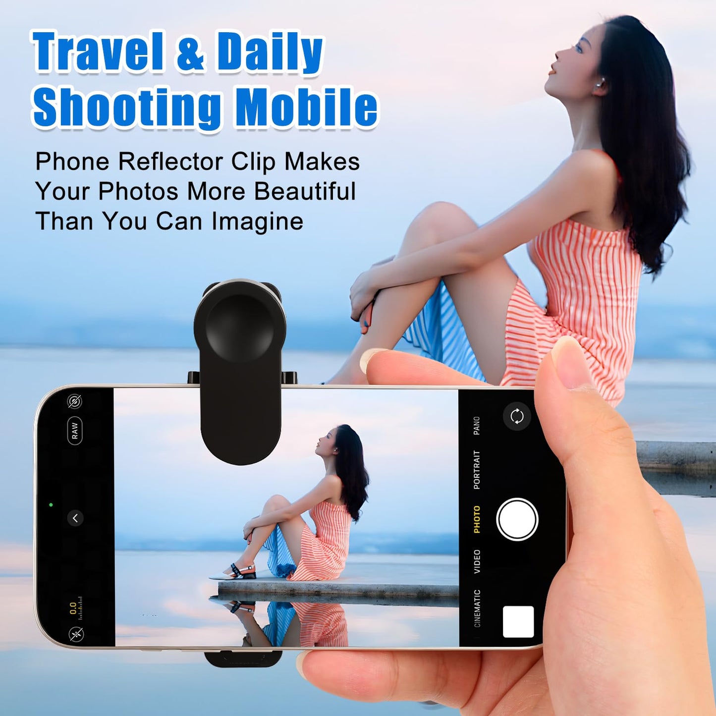 Clip-On Camera Mirror Reflection Clip - Selfie Mirror for Back Camera Scratch-Resistant