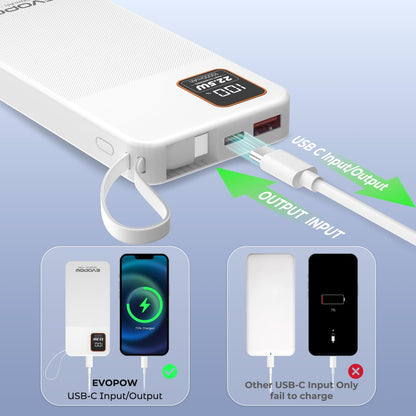 Power Bank 10000mAh 22.5W Super Fast Charging - Portable Powerbank with Built-In USB-C Cable