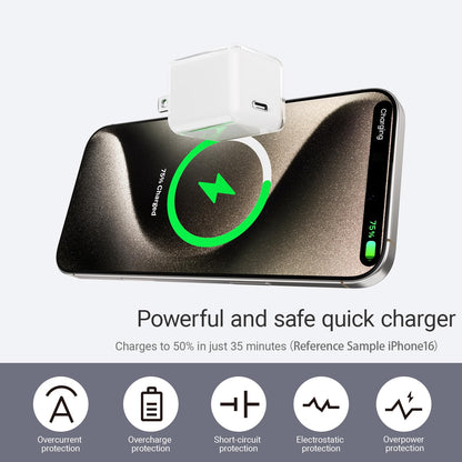 USB-C GaN Wall Charger PD 3.0 Fast Charging - Compatible with iPhone 17 16 15 14 13