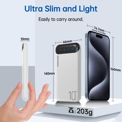 Slim Portable Charger External Battery Pack - Dual USB 2.4A Output Power Bank