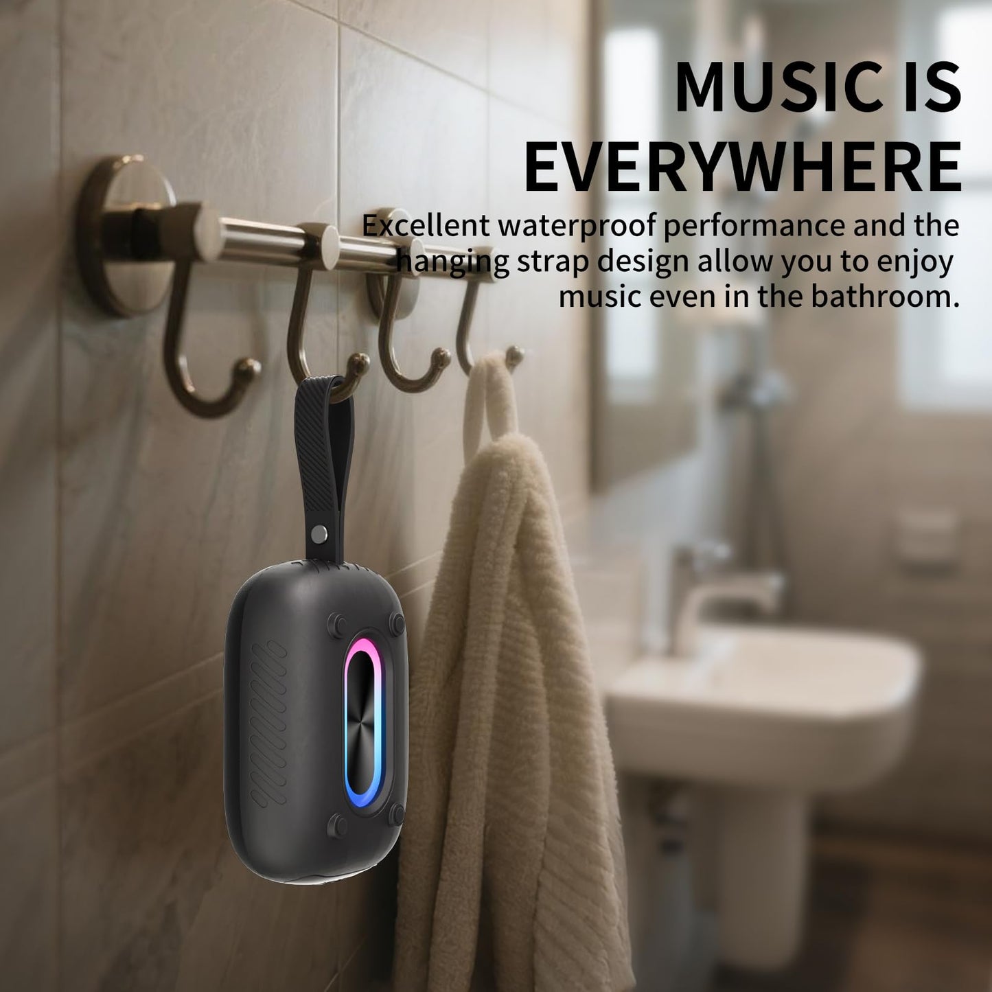 Waterproof Bluetooth 5.3 Speaker — Portable HD Sound for Shower, Pool, Beach & K