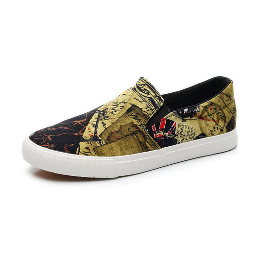 Chaussures basses pour hommes en toile graffiti Chaussures coréennes pour jeunes hommes