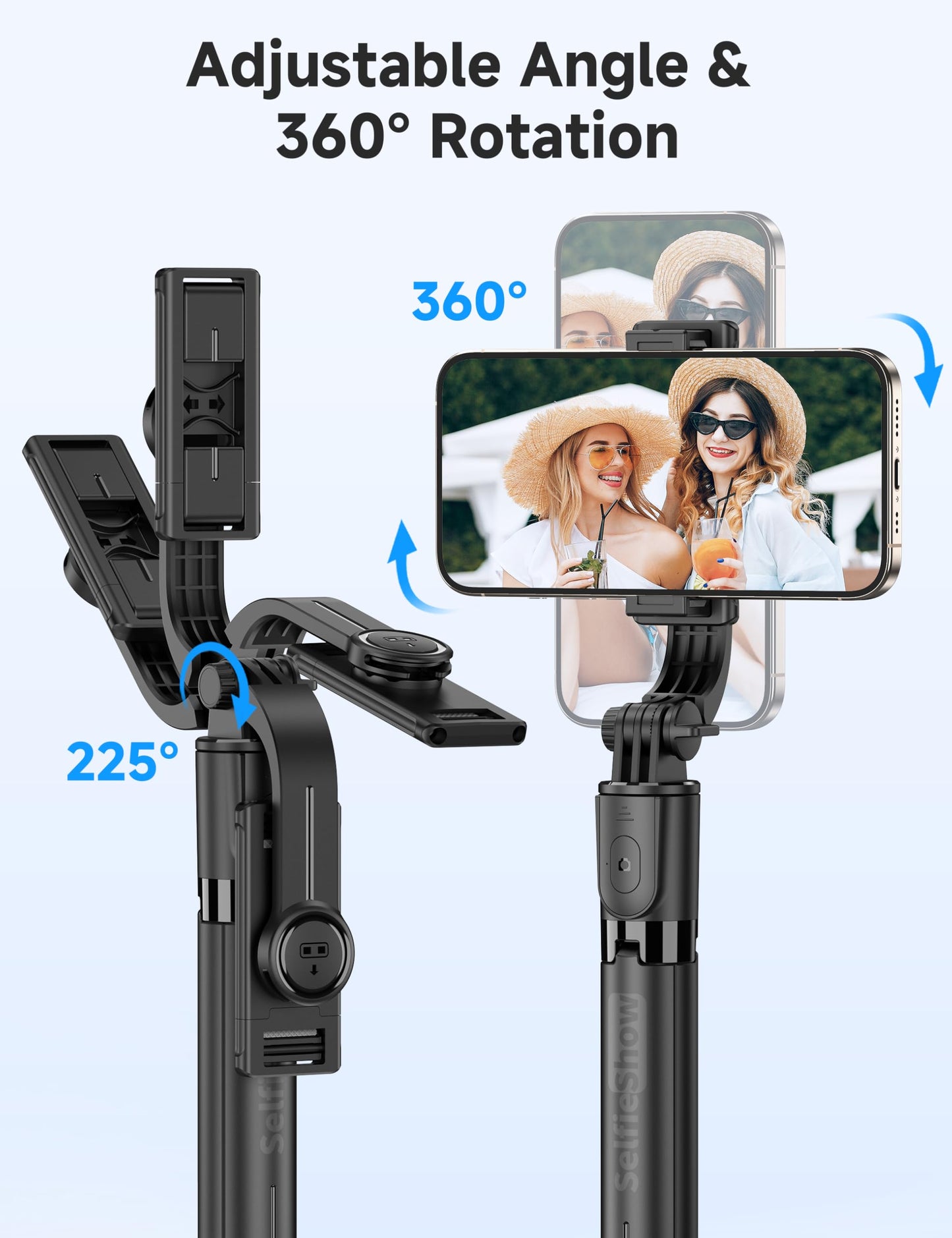 4-in-1 Portable Selfie Stick Tripod with Remote - 360 Degree Rotating Phone Holder for iPhone and Android