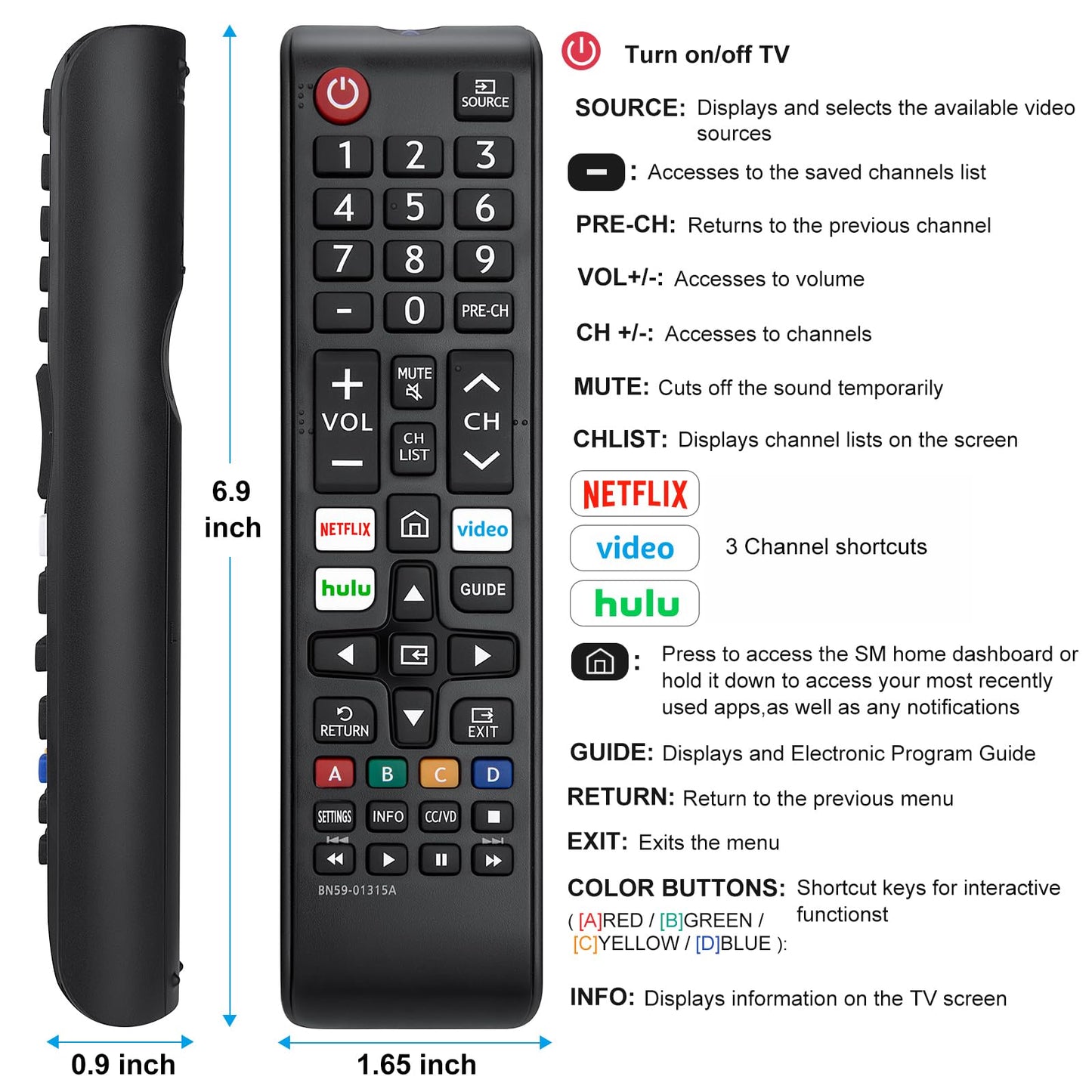 Universal Samsung TV Remote Replacement - Compatible with All Samsung Smart TV Models