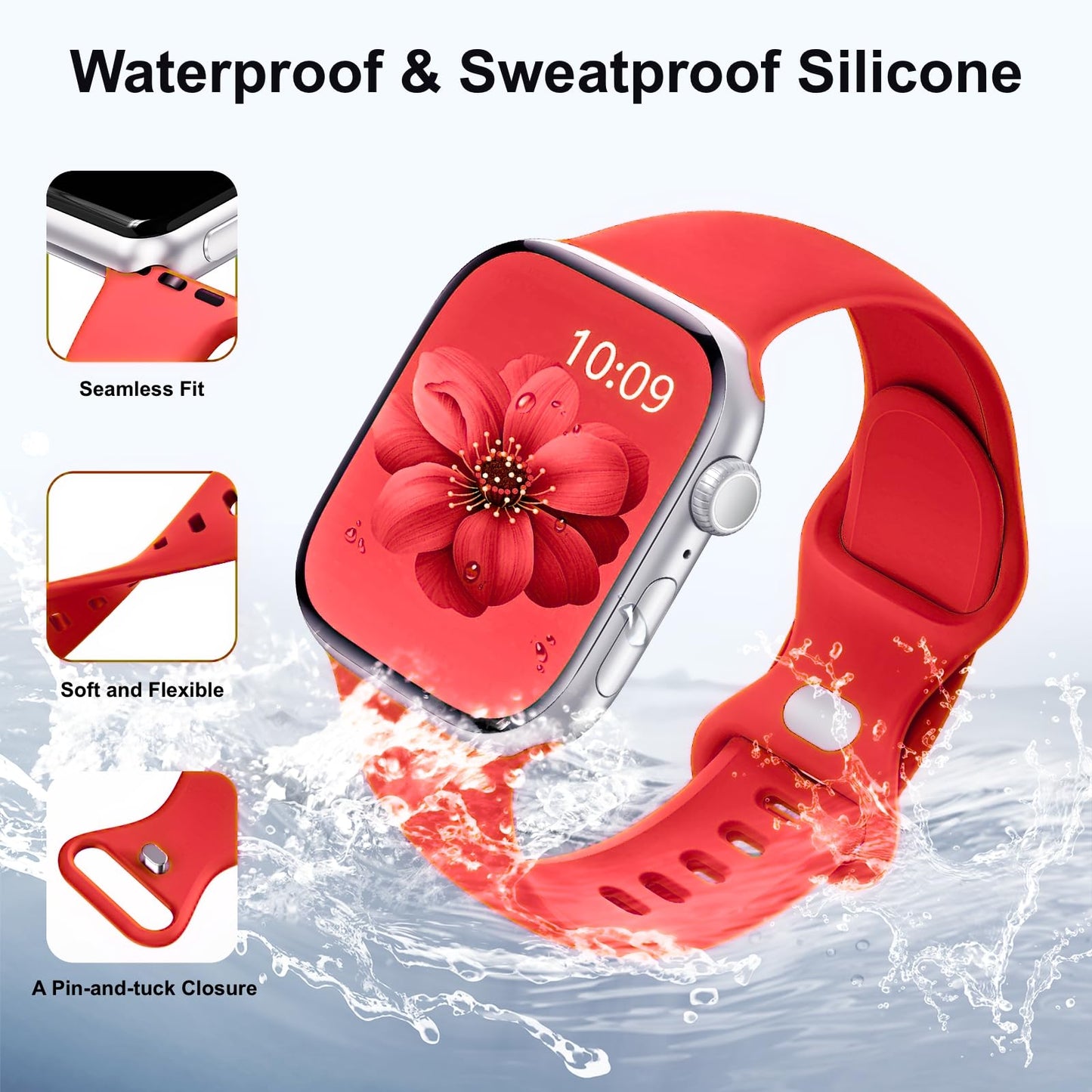 Bracelets de sport pour Apple Watch pour femmes et hommes, 38 mm 40 mm 41 mm 42 mm 44 mm 45 mm 46 mm 4