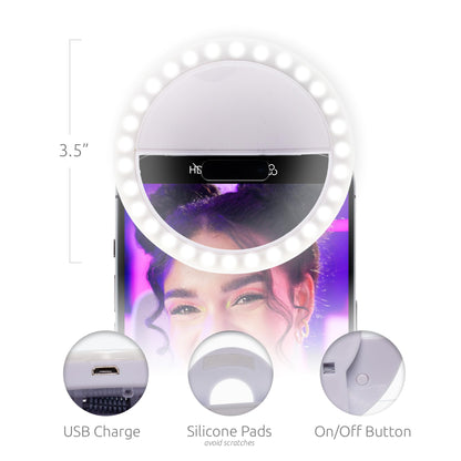 Novelties Rechargeable Led Selfie Ring Light – Clip-On 3.5” Phone Light For Ipho