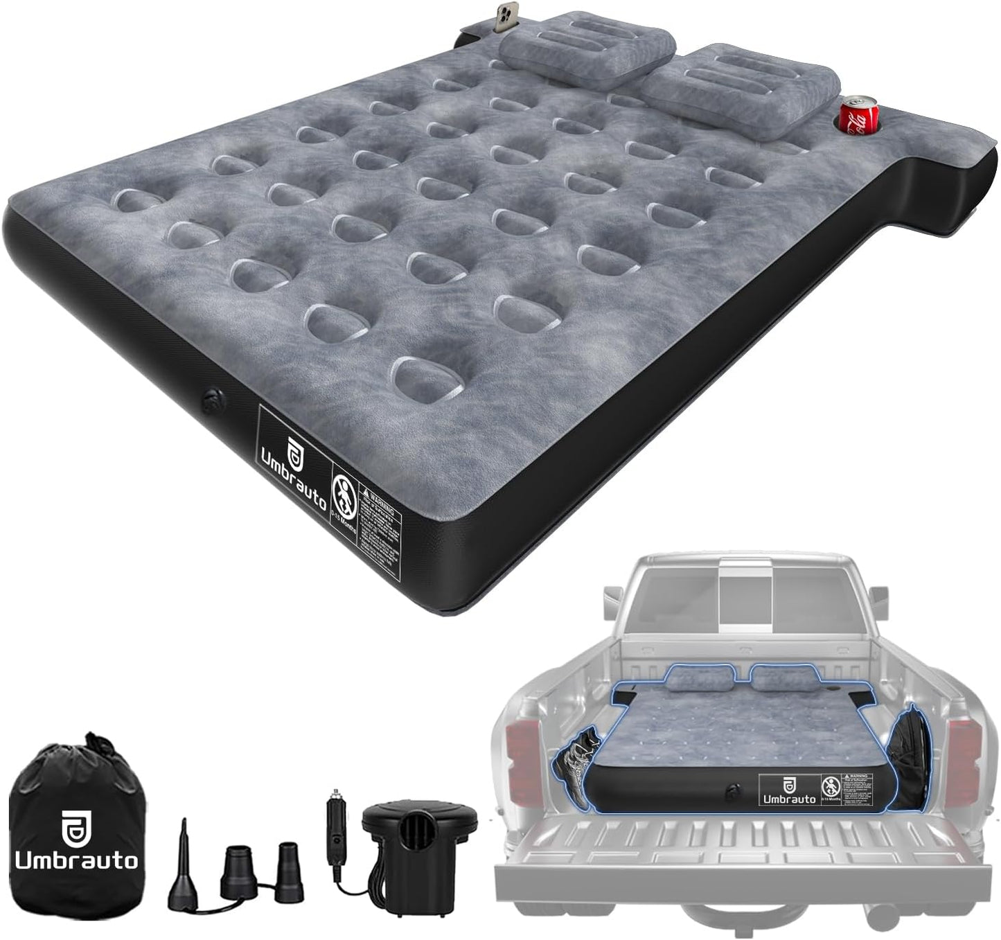 Matelas pneumatique pour plateau de camion Umbrauto en forme de T, gonflable, pour camionnette courte de 5,5 à 5,8 pieds, pour le camping