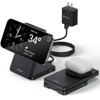 Charging Stand, Magnetic 15W Fast Charging Station Mag-Safe Travel Lightweight C
