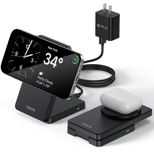 Charging Stand, Magnetic 15W Fast Charging Station Mag-Safe Travel Lightweight C