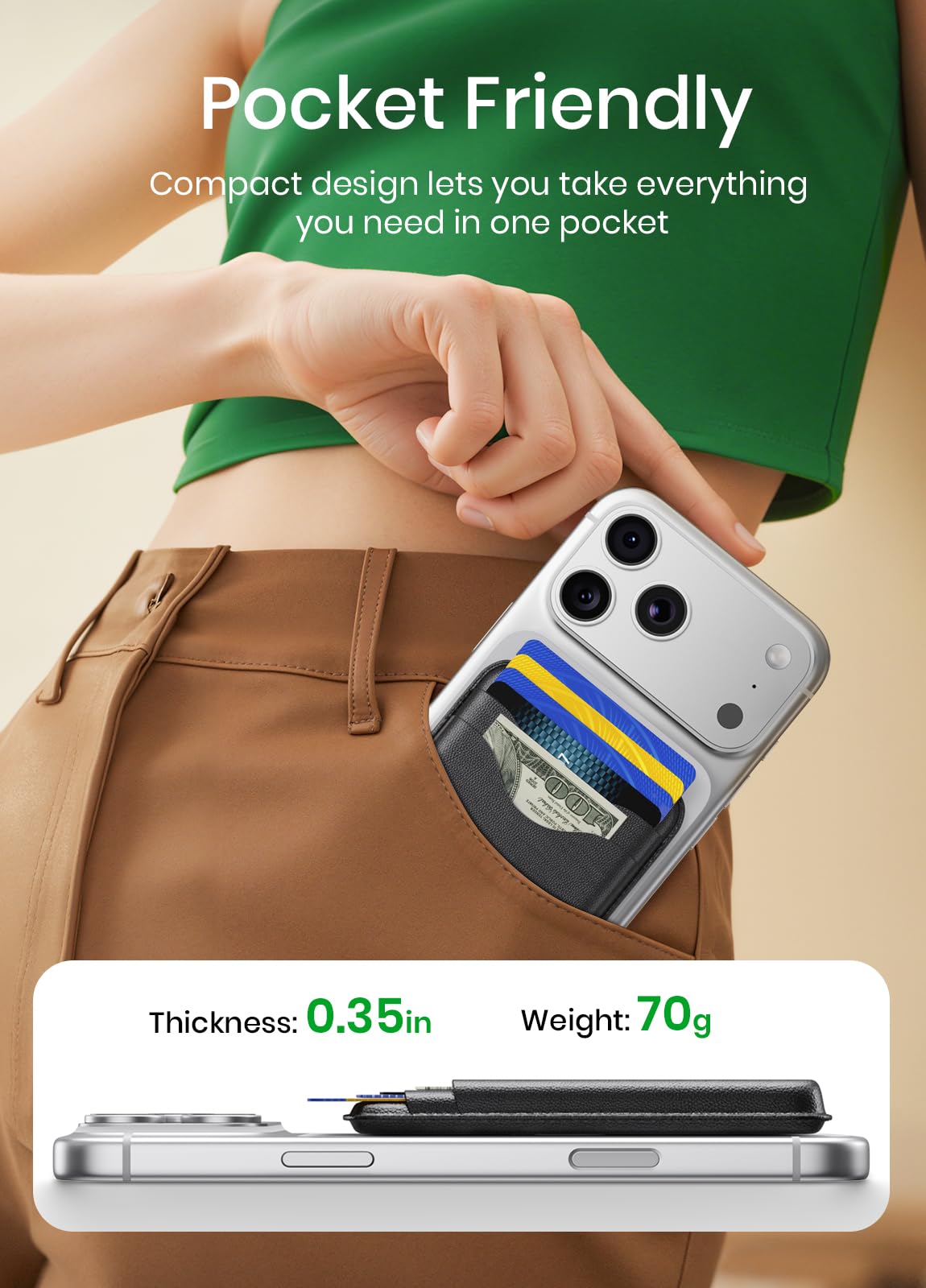 Wallet Slim 3-Card — RFID Blocking Vegan Leather with Card Ejection for iPhone 1