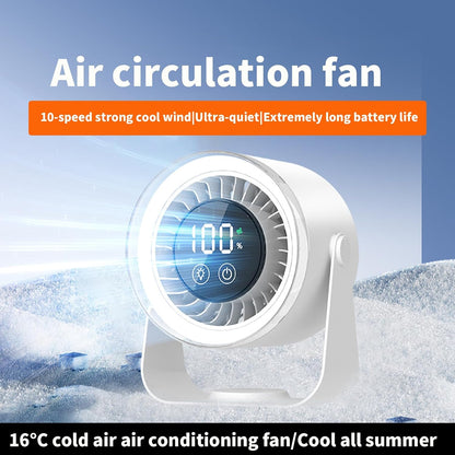 Portable Desk Fan | USB Rechargeable with 10-Speed Quiet Operation | Compact Design for Efficient Cooling