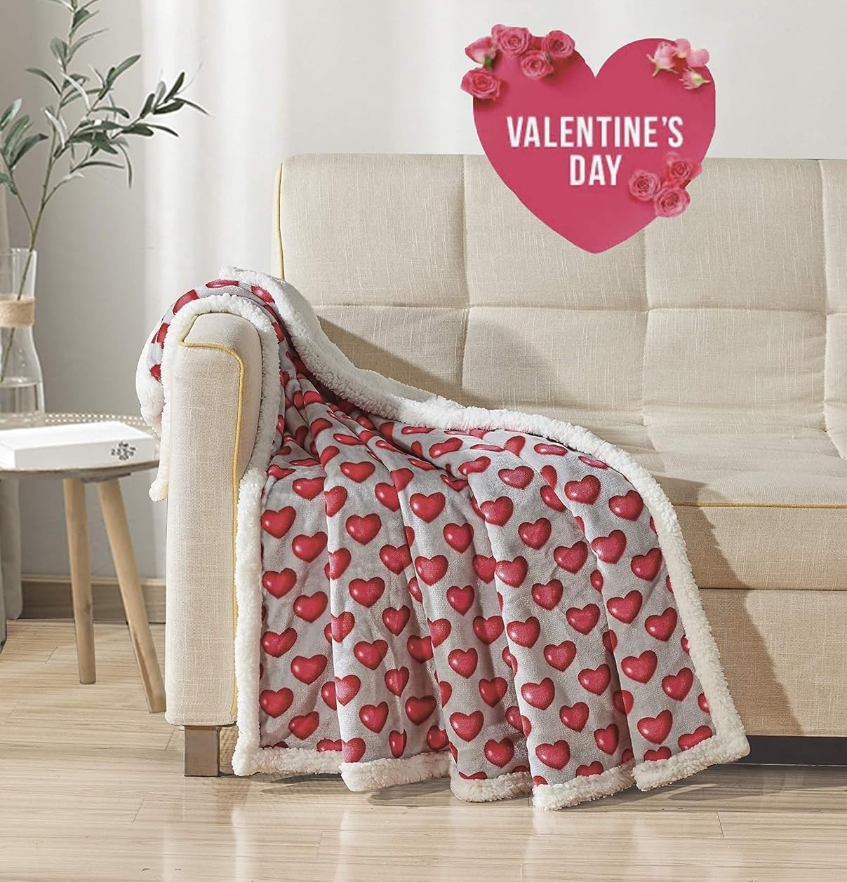 FAITH, HOPE, LOVE HOME DÉCOR Heart Throw Blanket – Ultra Soft Microplush 50"x60" | Cozy Love Theme Gift for Couch, Bed, Travel | Washable