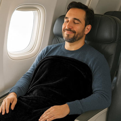 Comfort Fly Travel Blanket & Pillow" 2-in-1 Micro Plush Airplane Blanket with Carry Case (40" x 70")