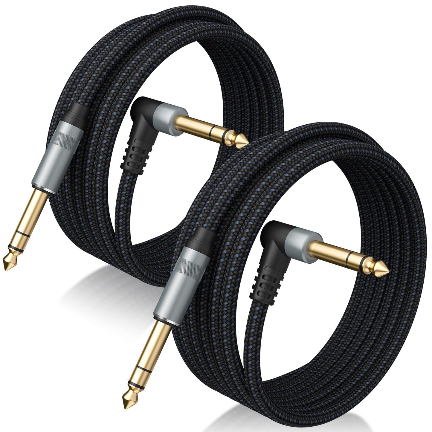TRS Stereo Cable 2 Pack 10FT — Balanced Noise-Free Audio Cable for Guitar, Mixer