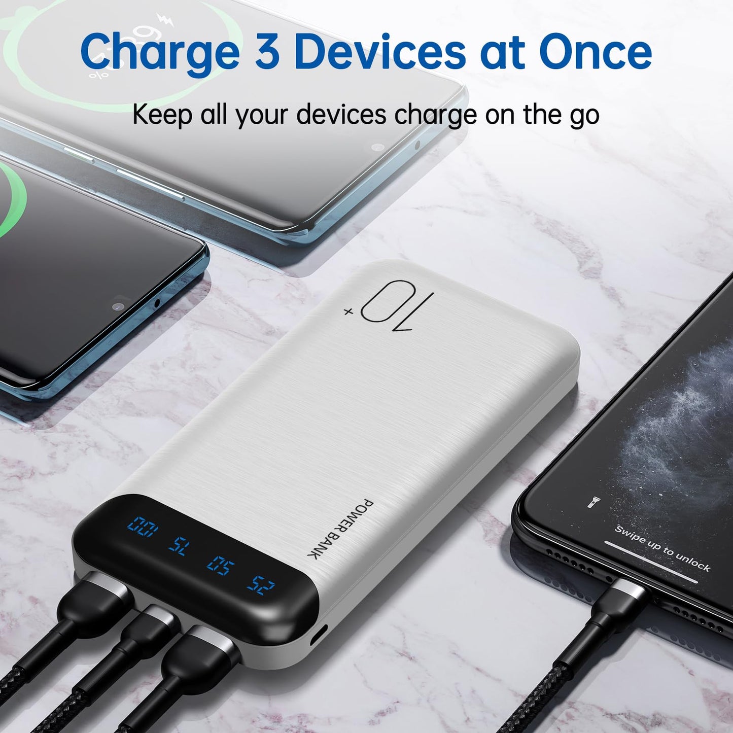 Slim Portable Charger External Battery Pack - Dual USB 2.4A Output Power Bank
