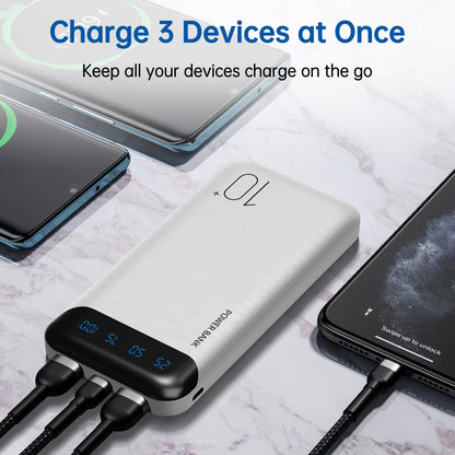 Slim Portable Charger External Battery Pack - Dual USB 2.4A Output Power Bank