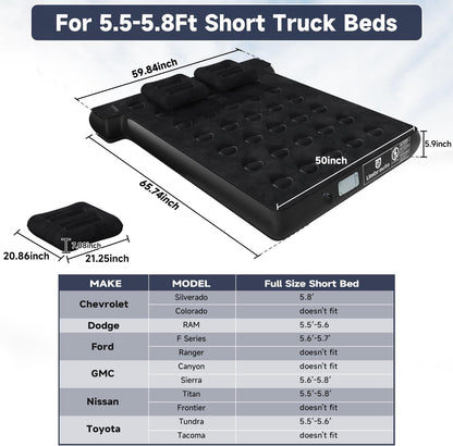 Matelas pneumatique pour plateau de camion Umbrauto en forme de T, gonflable, pour camionnette courte de 5,5 à 5,8 pieds, pour le camping