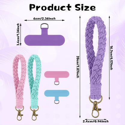 Pack Phone Wrist Strap, Colorful Phone Lanyard Bracelet With Universal Patch, Wr
