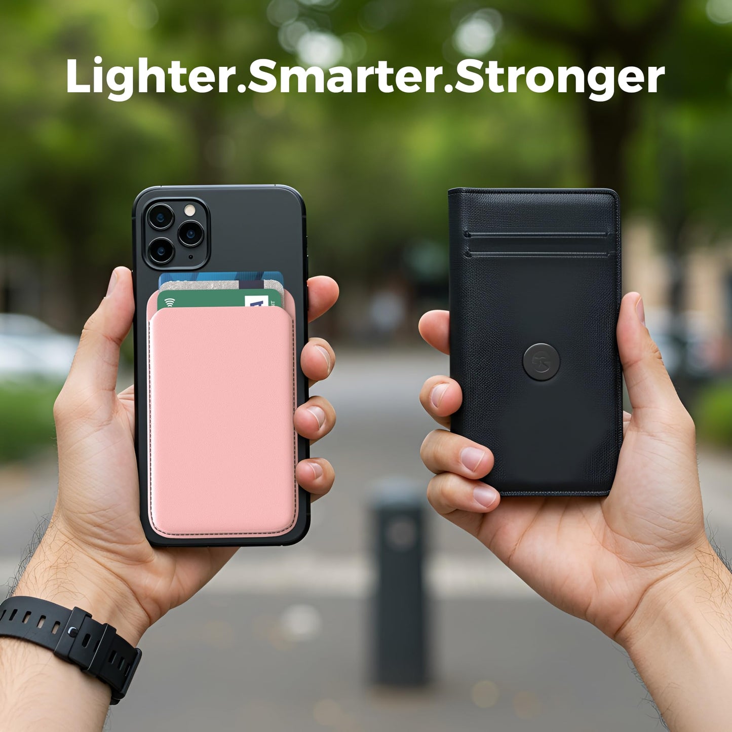 Wallet & Stand — Slim Vegan Leather Card Holder with N52 Magnets for iPhone 17/1