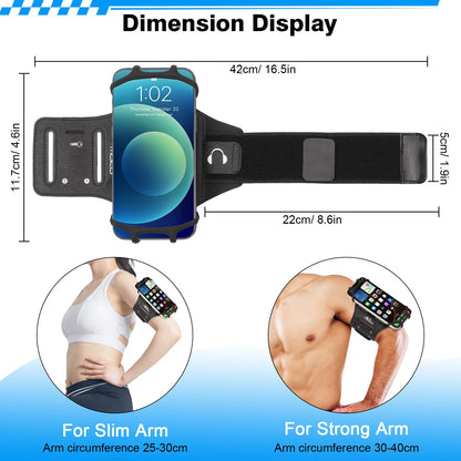 360 Rotatable Phone Armband - Compatible with iPhone 16 15 14 13 Pro Max and Samsung Galaxy
