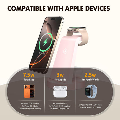 For Iphone Charger Stand: 3 In 1 Wireless Charger For Apple Iphone 17 16E 16 15