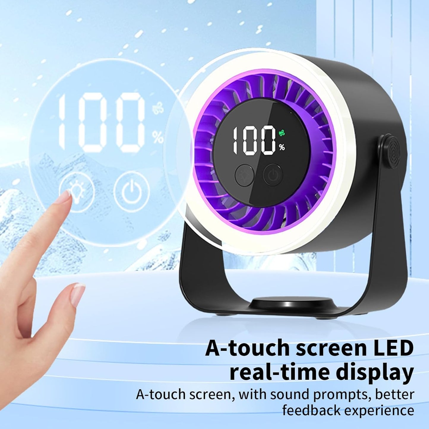 Portable Desk Fan | USB Rechargeable with 10-Speed Quiet Operation | Compact Design for Efficient Cooling