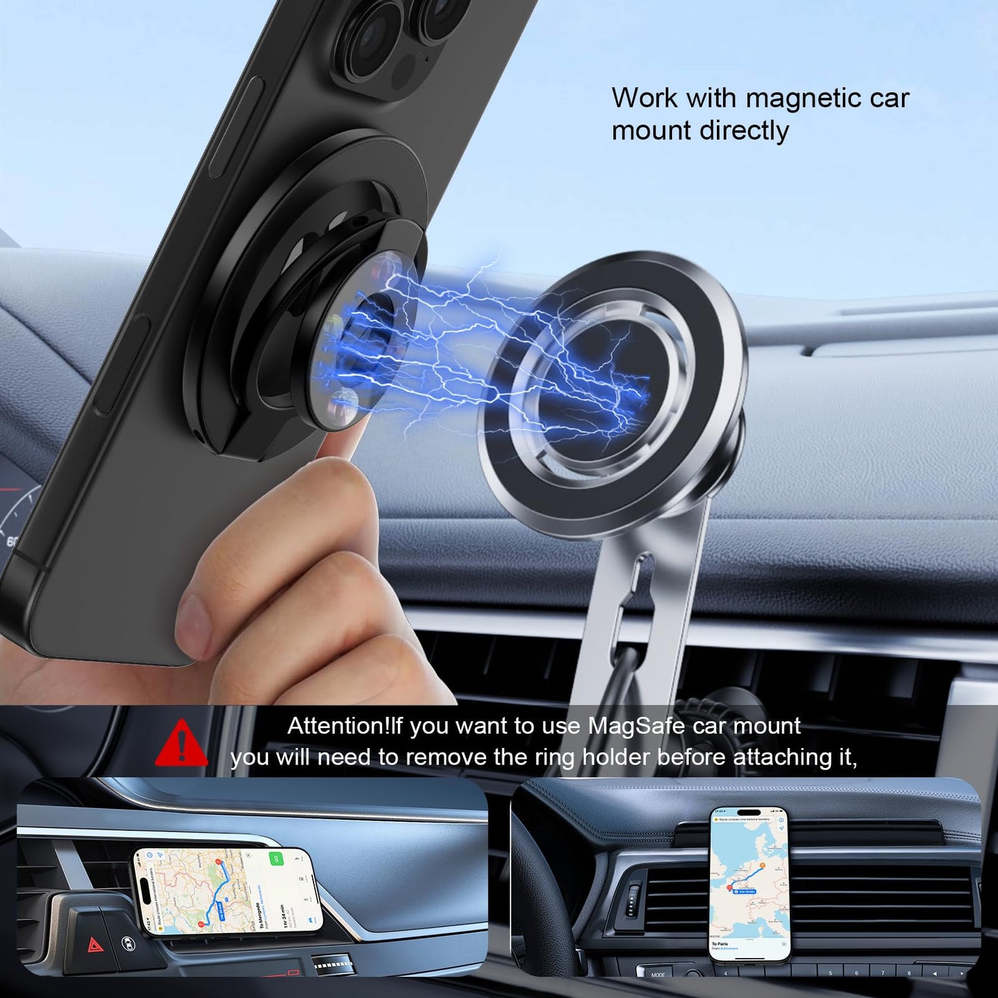 Magnetic Phone Ring Holder - Dual-Sided Finger Grip Kickstand for iPhone 17 16 15 and Samsung