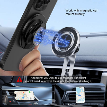 Magnetic Phone Ring Holder - Dual-Sided Finger Grip Kickstand for iPhone 17 16 15 and Samsung