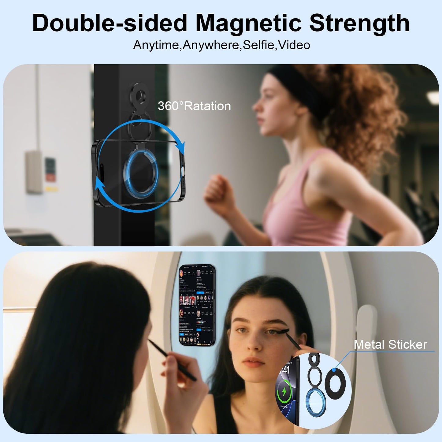 Magnetic Phone Ring Holder - Dual-Sided Finger Grip Kickstand for iPhone 17 16 15 and Samsung