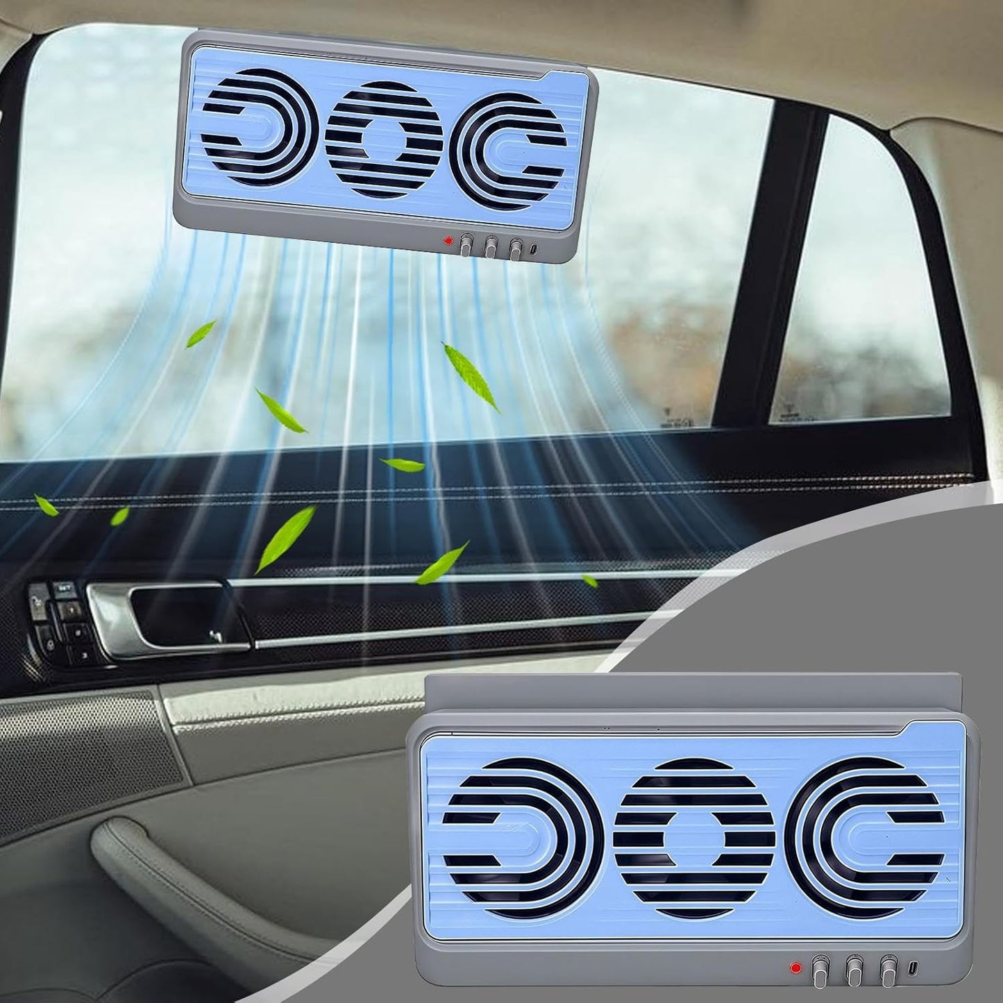 EcoVent | Solar Car Window Fan with Dual-Duct Airflow System | Efficient Ventilation for Comfortable Driving