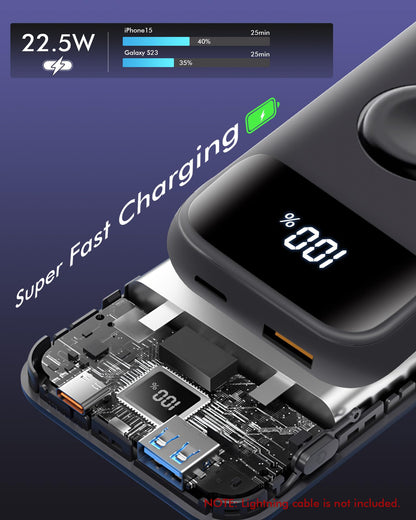 Apple Watch Charger,10000Mah Pd 22.5W Fast Charging Power Bank Has Usb C & A Por