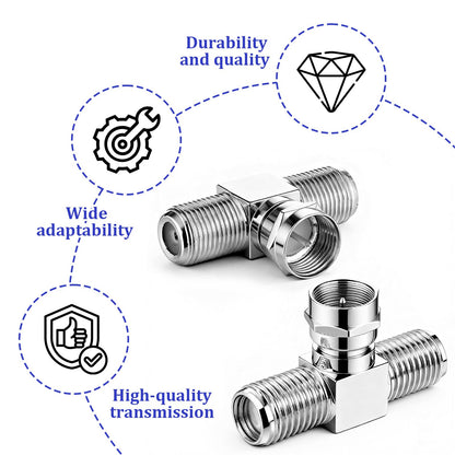 Coaxial Cable Splitter, Zinc Alloy Tv Splitter 2 In 1 Out F Type Rg6 Male To 2 F