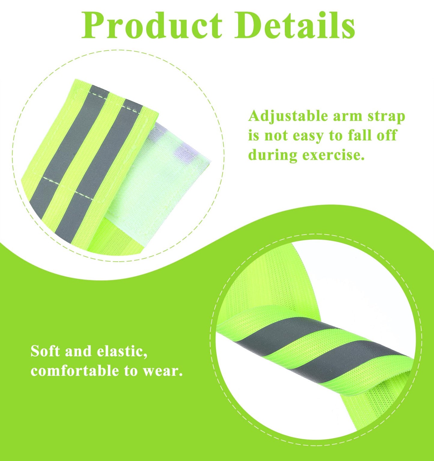 Reflective Arm Bands For Runners, Reflective Arm Bands For Night Walking Adjusta