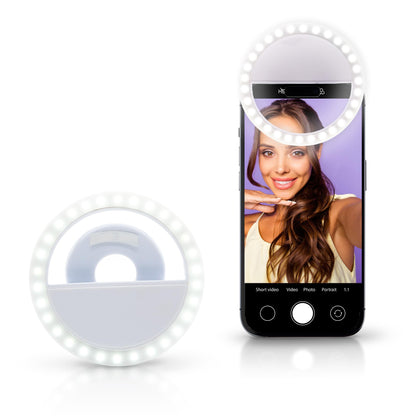 Novelties Rechargeable Led Selfie Ring Light – Clip-On 3.5” Phone Light For Ipho