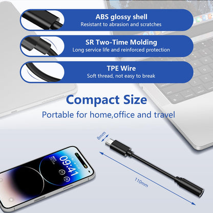 Adaptateur USB-C vers prise casque 3,5 mm (pack de 3) - Dongle audio DAC pour iPhone 16 15 et Samsung Galaxy