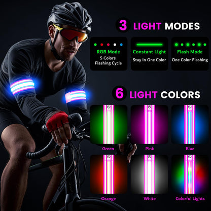 Led Armband For Running Walking At Night,Reflective Arm Bands For Runners,Rechar