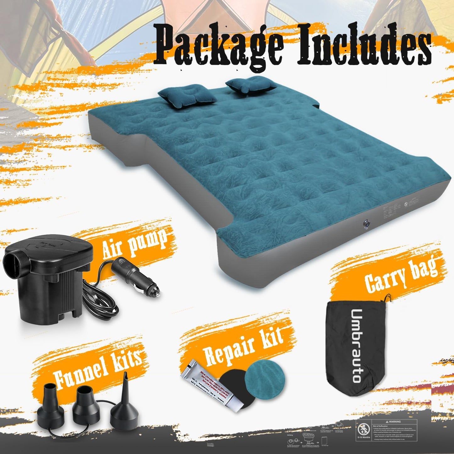 Matelas gonflable de camion court Umbrauto 1.0, 1,68-1,77 m, sarcelle