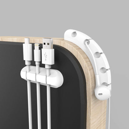 Clips Cord Organizer 2 Pack — White USB Cable Management Wire Holder for Desk, C