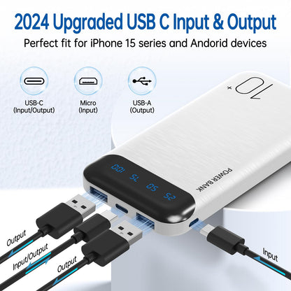 Slim Portable Charger External Battery Pack - Dual USB 2.4A Output Power Bank