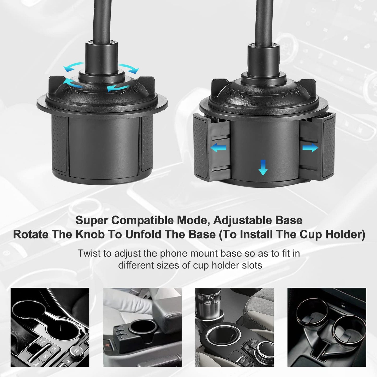 Adjustable Car Cup Holder Phone Mount with Flexible Gooseneck – Universal Smartp