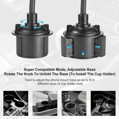 Adjustable Car Cup Holder Phone Mount with Flexible Gooseneck – Universal Smartp